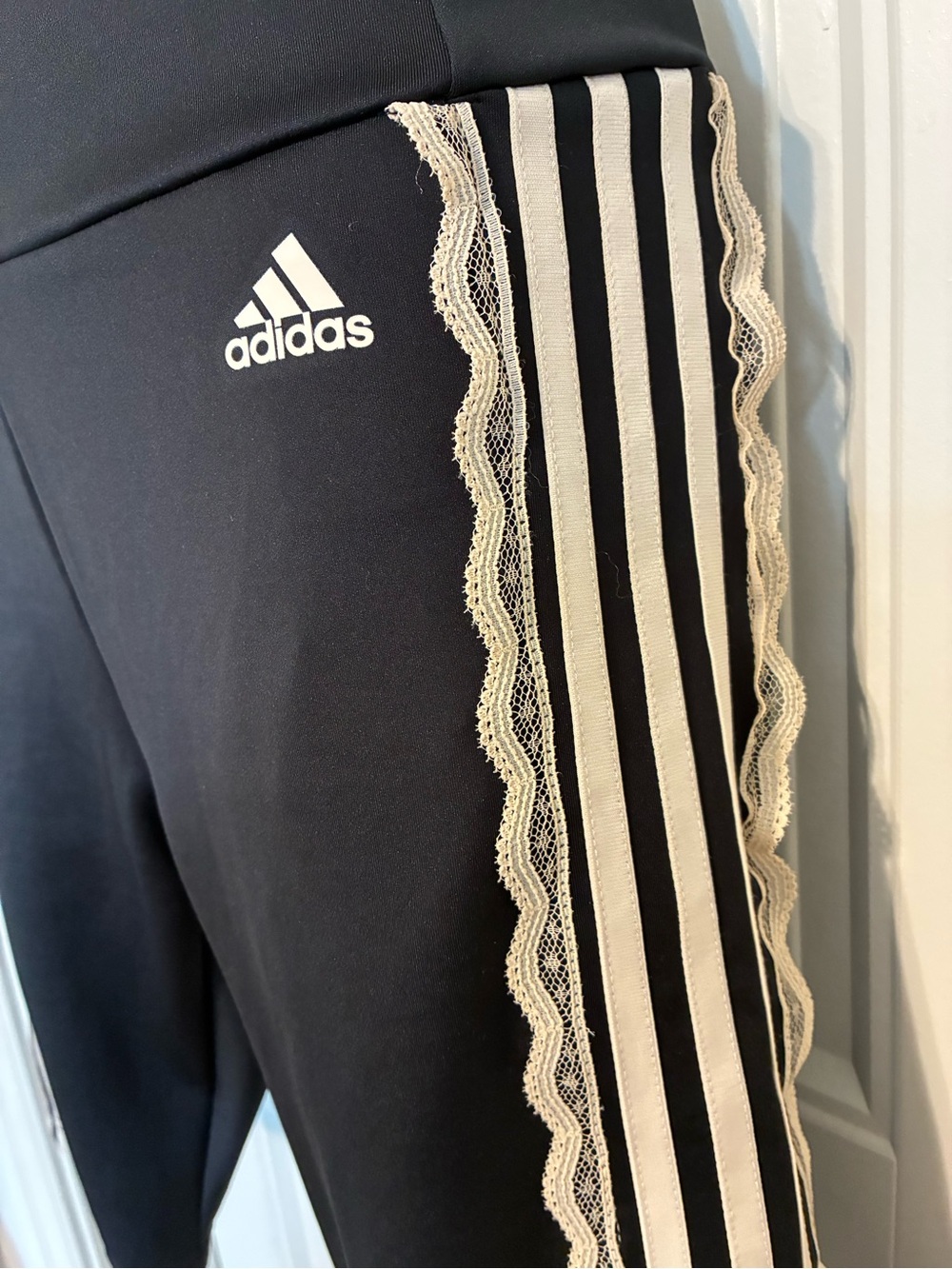 Adidas Black Athletic Bike Shorts with White Trim